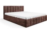Letto Imbottito Gutto Marrone 90X200 Griglia A Doghe In Metallo Marrone Scuro Boucle Con Box Letto E Contenitore