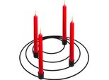 Corona D'avvento Ringe Per 4 Candele A Bastoncino - Ø Circa 29 Cm - Portacandele Nero