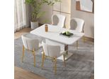 Set Di 4 Sedie Da Pranzo Abrihome, Sedia Imbottita Con Schienale E Gambe In Metallo, Sedia Da Cucina, Seduta In Velluto, Beige