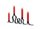 Portacandele Di Design In Metallo Curvato Per 4 Candele A Bastoncino - Circa 45 Cm / Colore: Nero