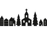 Villaggio Di Legno Da Decorare - 8 Pezzi / Altezza Circa 6-16 Cm - Colore: Nero