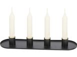 1.09 Portacandele A 4 Aste Su Piastra Ovale - Circa 30 X 8 Cm - Portacandele Dell'avvento In Nero