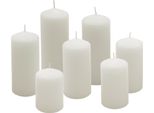 1.09 Set Di Candele 7 Pezzi Di Dimensioni Diverse - 9 - 14,8 Cm X Ø 5,5 Cm - Colore: Bianco