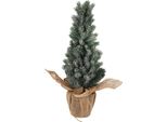Albero Di Natale Artificiale Pino In Vaso 25X25X65Cm, Rami Di Neve