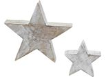 3.07 Stelle Di Legno Bianche Cancellate In Un Set Di 2 - Circa 20 E 11 Cm - Stella Decorativa (Set Di 2 / Bianco)