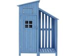 Gerätehaus Geräteschrank 124x46x174 cm Geräteschuppen Geräteschrank auch für kleine Gärten geeignet Blau