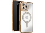 Avizar, Custodia Diamantata Per Iphone 16 Pro Max - Protezione Magsafe Con Bordo In Strass, Oro