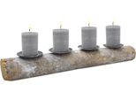 Portacandele Allungato Su Tronco D'albero - Circa 50 Cm - Portacandele Dell'avvento In Bianco Shabby