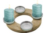Corona D'avvento Al Mango Per 4 Candele A Colonna - Ø 27 Cm - Portacandele In Legno Con Piastre In Alluminio - Portacandele Per La Decorazione Della Tavola Invernale Dell'avvento Di Natale