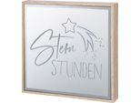 Gilde Spiegelbild (Led), Quadratisch, "Sternstunden"", Schriftzug, Sternmotiv, Mdf, Spiegelglas, Naturfarben, Silberfarben, , L. 4 Cm, B. 21 Cm, H. 21 Cm 51194"