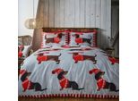 Bassotto - Set Di Biancheria Da Letto "Through The Snow"", Design Natalizio AG3278 (Letto Singolo) (Rosso/Grigio)"
