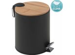 Cestino Kenta 3L, Chiusura Morbida, Nero Opaco/Bambù