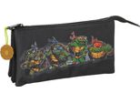 Astuccio Triplo Multiuso Teenage Mutant Ninja Turtles Nero Grigio 22 X 12 X 3 Cm