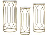 Furnlux Tris Gold Tavolino 32Cm (3 Pezzi) / Colore Principale: Oro / Dimensioni: 32 X 71 X 32 Cm