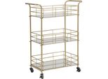 Carrello Bar Rettangolare Color Oro Con Ripiani In Vetro A Specchio Glammy