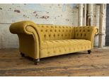 Chesterfield Classic Giallo Pelle Tessile Divano Seduta Tappezzeria Tessuto Divani