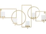 Portacandele Muro 70 X 36 X 8,5 Cm Metallo Vetro Oro