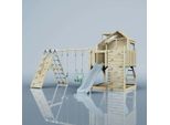 OutdoorToys Spielturm Oscar aus Holz in Blau Babyschaukel