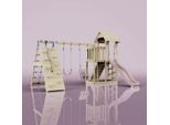 OutdoorToys Spielturm Roskilde aus Holz in Rosa Babyschaukel