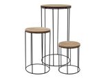 2.03 Portavaso Da Fiori In Combinazione Metallo/Legno - Set Di 3 / Ø 16, 18, 21 Cm - Supporto Per Vaso