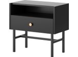 Selsey Divenos - Comodino Con Cassetto, Nero, 54 Cm