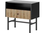 Selsey Divenos - Comodino Con Cassetto, Nero / Rovere Effetto Legno, 54 Cm