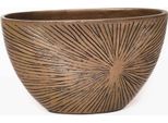 Vivanno Ciotola Decorativa In Fibra Di Vetro Chantant Ciotola, Oro Solare Con Motivo - 37X18X21 Cm