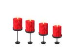 3.05 Portacandele Per Candele A Colonna In Metallo - Magnetico In Set Di 4 / Ciascuno 12 X 6 Cm - Colore: Nero