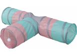 Tunnel Triangolare Per Gatti, Turchese/Rosa/Grigio, Ø 25 X 80 X 50 Cm, Kerbl
