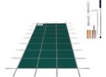 Succebuy 16X40Ft Copertura Di Sicurezza Rettangolare Per Piscine Interrate, Fori Di Drenaggio, Copertura A Rete, Protezione Invernale, Verde, Alimentazione A 12 V, Materiale Pvc