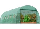 Succebuy Serra A Tunnel Walk-In, 6,8 X 2,8 X 2,0 M, Serra A Film Con Telaio In Acciaio Zincato, Copertura In Pe Verde, Porta A Zip E 12 Finestre A Rete Per Uso Esterno