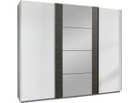 Armadio Ad Ante Scorrevoli Berna Armadio Design Selezionabile, Bianco / Acciaio Grezzo, 313X64X236Cm