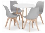 Set Da Pranzo 1+4, Tavolo Kami 80X80 Bianco + Sedia Bali Mark Grigio