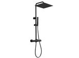 Joho Sistema Doccia Termostatico In Acciaio Inox, Set Doccia A Pioggia Con Miscelatore Doccia Nero Opaco (Soffione Xxl 30X30Cm)