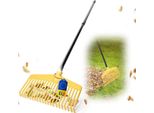 Novatool Scopa Per Foglie Con Manico Telescopico Fino A 152 Cm, Attrezzo Combinato 2 In 1, Scopa Per Foglie E Forca Per Foglie Con 20 Denti In Plastica, Larghezza Di Lavoro 45 Cm, Rastrello Per Foglie, Scopa Da Giardino, Rastrello Per Prato, Rastrello, Attrezzo Da Giardino