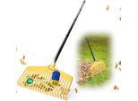 Novatool 2X Scopa Per Foglie Con Manico A Vite E 4 Pezzi, Utensile Combinato 2 In 1, Scopa Per Foglie E Forca Per Foglie Con 20 Denti In Plastica, Larghezza Di Lavoro 45 Cm, Rastrello Per Foglie, Scopa Per Giardino, Rastrello Per Prato, Rastrello, Utensile Da Giardino