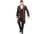 Costume Uomo Vampiro Halloween Nero-Rosso - M