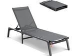 Lettino Relax - Sedia A Sdraio Lettino Da Spiaggia 182X60X88 Cm - Grigio Scuro - Mobili Da Giardino Per Terrazza E Balcone