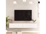 Mobile Tv Rebecca Mobili Jatara 29,5X180X31,5 Truciolare Bianco Marrone Chiaro Moderno
