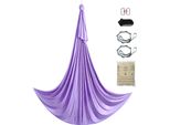 Succebuy Amaca E Altalena Per Yoga Aereo, 4,4 Metri Di Nylon Per Lo Starter Kit Di Yoga Con Attrezzatura Completa E Guida All'installazione, Volo Antigravitazionale Per Tutti I Tipi Di Fitness E Bodybuilding, Lila
