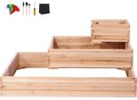 Succebuy Letto Rialzato, 3,7 X 3,7 X 1,7 Piedi, Fioriera In Legno Per Fiori/Verdure/Erbe, Fondo Aperto Per Cortile/Giardino/Patio/Balcone, Burlywood