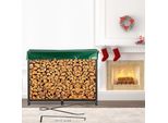 Rastrelliera Per Legna Da Ardere In Metallo Con Capacità Di Carico Di 590 Kg, Rastrelliera Per Legna Da Ardere 244,5X36,2X122 Cm, Supporto Per Legna Da Ardere Con Copertura In Pvc, Rastrelliera Per Legna Da Ardere Nera, Ausilio Per L'accatastamento Di Legna Da Ardere All'esterno