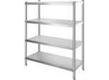 Succebuy 46,8 X 18,5 Pollici Grande Scaffale In Acciaio Inox Con 4 Livelli, Robusto E Regolabile Per Cucina, Ufficio, Garage, 150 Kg Di Capacità Di Carico Per Ripiano