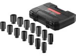 Succebuy Set Di Prese A Percussione Per Dadi Dell'assale, Profondo 1/2 Pollice, Quadrato 6+12, Set Di Prese Per Dadi Metrici Da 14 Pezzi, CR-V Trattato Termicamente, Con Custodia Per La Riparazione Di Automobili