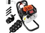 Succebuy Trivella Con Motore A Benzina, 52 Cc, 1450 W, Trivella Da 6" E 10"" Con 3 Aste Di Prolunga, Per Terreni Agricoli, Piante Da Giardino, Arancione + Nero"