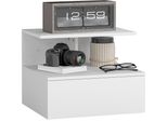 Homcom Comodino Sospeso Tavolino Con Cassetto, Vano A Giorno, Comodino Comodino Tavolino Per Camera Da Letto, Soggiorno, Bianco, 39,8 X 35 X 31,6 Cm