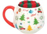 Something Different - Set Tazza/Calzino "Nostalgic"", Stampato, Disegno Natalizio SD10108 (Taglia Unica) (Bianco/Rosso/Verde)"
