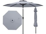 Ombrellone Costway 270Cm, Ombrellone Da Giardino, Pieghevole A 35° Su Entrambi I Lati, Ombrellone Da Patio Con Manovella, 8 Costole, Ombrellone Da Balcone, Ombrellone Da Mercato, Grigio