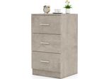 Comodino Costway Con 3 Cassetti, Comodino Lucido, Cassettiera Da Letto, 37X34X66,5 Cm, Grigio Cemento