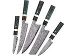 Set Di Coltelli Da Cucina Damasco ZE-37498 - Verde/Nero KP37498
